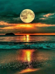 Peinture diamant Clair de lune au-dessus de l’océan 30 × 40 cm