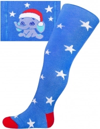collants de Noël en coton New Baby bleus avec éléphant 68 (4–6 mois)