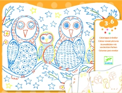 Coloriage magique Hibou et ses amis