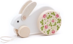 Grand lapin à tirer blanc en bois Bajo