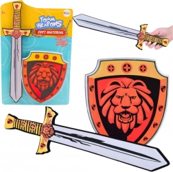 Ensemble de chevalier en mousse épée et bouclier avec blason du lion (2 pièces)