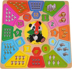 Tableau éducatif Panda avec horloge et apprentissage du calcul