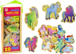 Aimants en bois colorés licornes