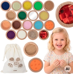 VIGA mémory sensoriel tactile en pièces de bois – 18 textures, 36 pièces