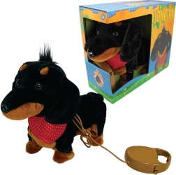 Peluche chien Jonatán en laisse