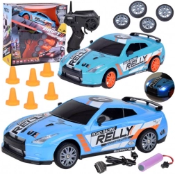 Voiture RC drift 1:24 avec télécommande, cônes et roues de rechange