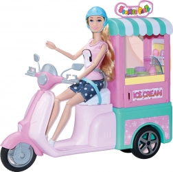 Poupée vendeuse de glace 30 cm avec scooter