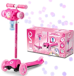 EVO Bubblz Mini Cruiser, trottinette enfant rose à trois roues avec générateur de bulles