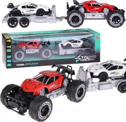 Voiture tout-terrain avec remorque et petite voiture de sport