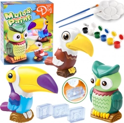 Kit créatif DIY – moule et peins des oiseaux colorés de la jungle