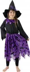 Déguisement de sorcière pour enfants avec chauves-souris et chapeau – taille S