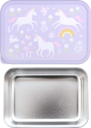 A Little Lovely Company boîte à goûter en acier inoxydable avec licornes et arc-en-ciel
