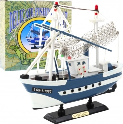 Modèle de bateau de pêche de collection Flying Lady bleu 24x23 cm