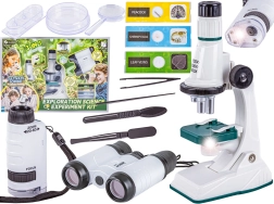 Coffret scientifique éducatif 3 en 1 : microscope, télescope et loupe de poche jusqu’à 1200×