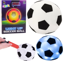 Ballon de football lumineux et souple pour enfants avec pompe, noir‑blanc