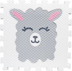 Tapis puzzle en mousse à motif lama – blanc