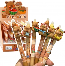 Stylo effaçable automatique avec capybara 3D, encre bleue