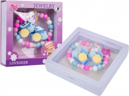 ensemble de bijoux pour enfants avec licorne – bracelet rose et barrettes