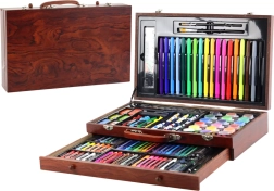 Ensemble d'art dans une mallette en bois 123 pièces