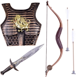 Set enfant de chevalier avec armure, arc et épée