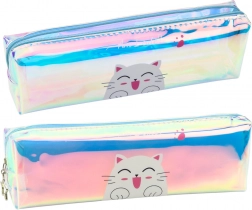 Trousse scolaire holographique avec chaton bleu