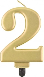 Bougie d’anniversaire dorée chiffre 2