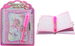 Carnet secret licorne avec stylo lumineux et cadenas
