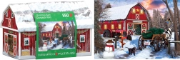 Puzzle en boîte métallique Noël à la ferme 550 pièces EUROGRAPHICS