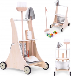 Chariot de ménage en bois pour enfants ECOTOYS, beige