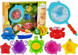 Set de jouets de bain avec épuisette – amusement dynamique avec étoile de mer coupée et tortue