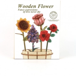 Bouquet de fleurs en bois 3D