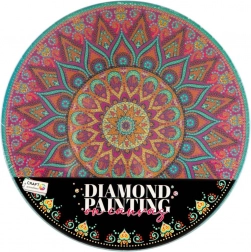 Kit créatif de peinture diamant – mandala fleur sur toile ronde 30 cm