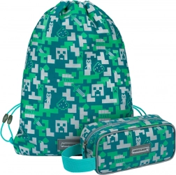 Set scolaire MINECRAFT Silver Creeper – trousse et sac à cordon pour chaussures