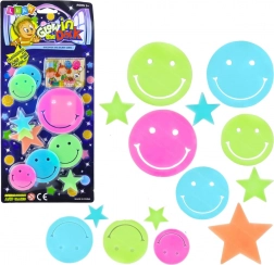 Autocollants fluorescents muraux – smileys et petites étoiles, 10 pcs