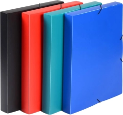 Boîte d’archivage A4 en polypropylène avec élastique, noire