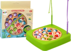 Jeu de pêche aux poissons avec 2 cannes, 15 poissons, vert