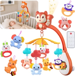 Mobile musical pour lit bébé écureuil avec projecteur et télécommande