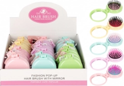 Brosse de poche pliable avec miroir 2 en 1