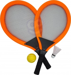 Ensemble de grandes raquettes Woopie pour tennis et badminton pour enfants avec balle et volant