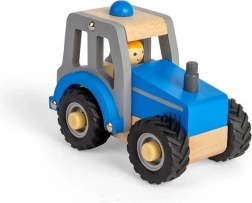 Tracteur en bois bleu pour enfants