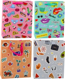 Sac cadeau avec autocollants colorés 32 × 26 × 12 cm