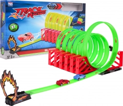 Piste de course extrême pour enfants 3+ avec 6 loopings et 2 petites voitures, 27 pièces
