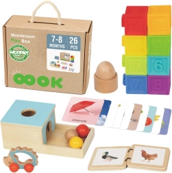 boîte éducative Montessori 6 en 1 WOOPIE GREEN pour bébés de 7 à 8 mois, 26 pièces, FSC