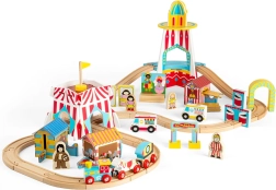 Circuit de train en bois Fête foraine amusante