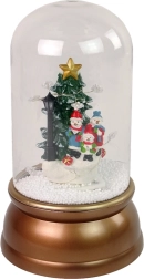 Décoration de Noël en verre avec neige et bonshommes de neige, doré