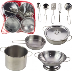 Set de cuisine en métal pour enfants dans un sac à dos transparent, 12 pièces