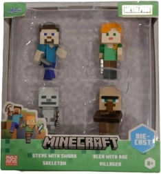Figurines métalliques Minecraft 6 cm, set de 4 pièces