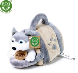 Husky en peluche avec niche portable 13 cm éco-responsable