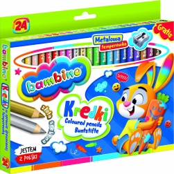 Ensemble de crayons ronds épais Bambino 24 couleurs avec taille-crayon