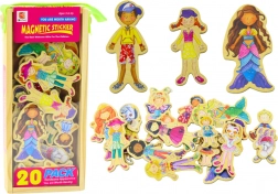 Figurines magnétiques en bois dans des costumes colorés, 20 pcs